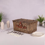 Providence Picnic Basket for 2, (Taupe Willow with Grey & White Striped Lining)