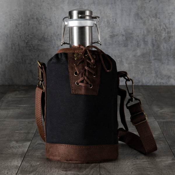 Black with Brown Accents & Silver Growler