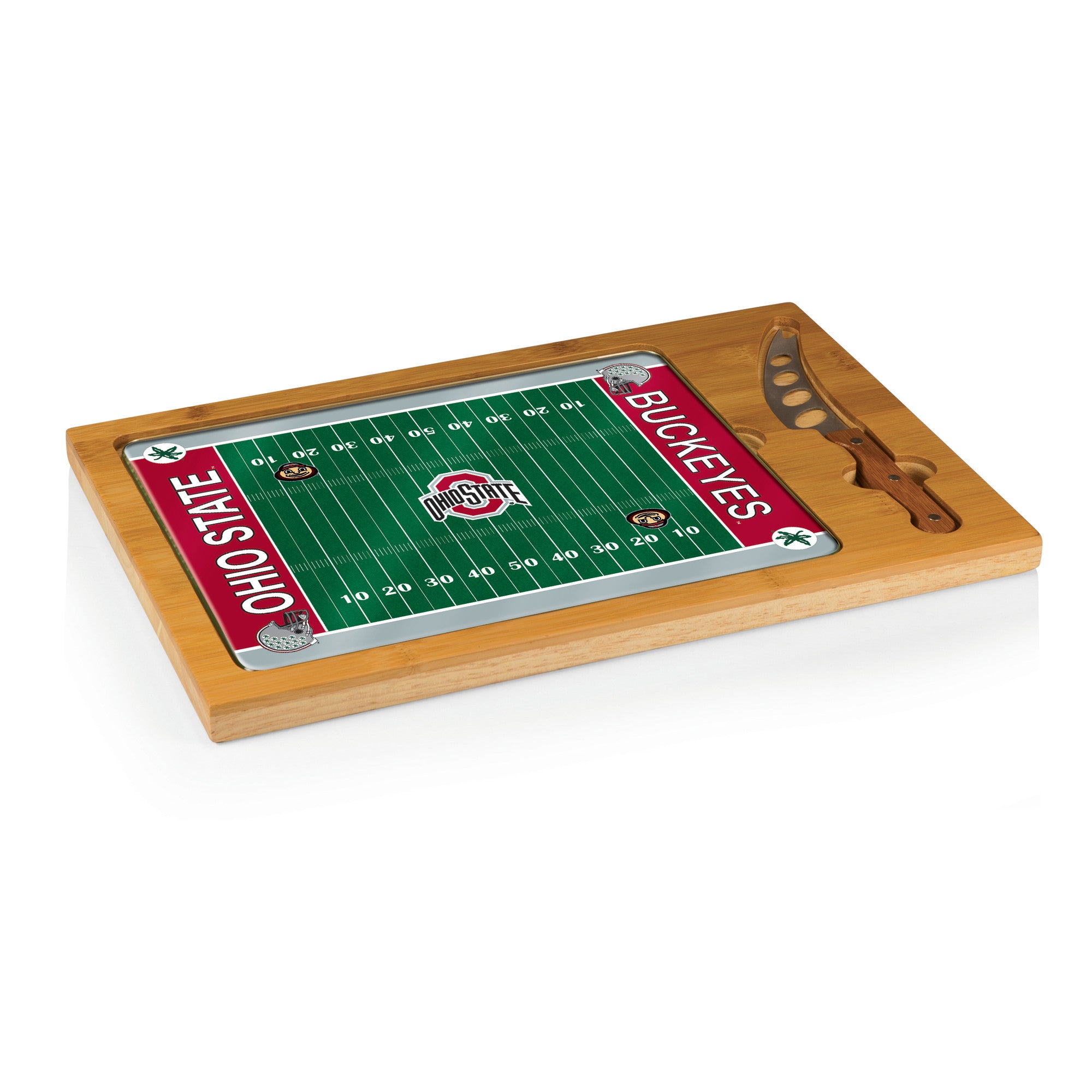 Ohio State Buckeyes Football Field - Icon Glass Top Cutting Board & Knife Set