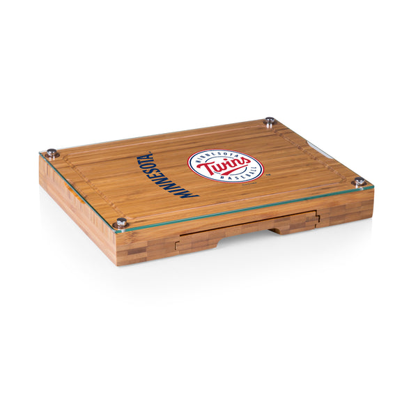 Minnesota Twins - Concerto Glass Top Cheese Cutting Board & Tools Set