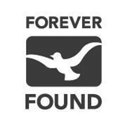 “FOREVER FOUND” text with a stylized bird silhouette logo in a square between the words
