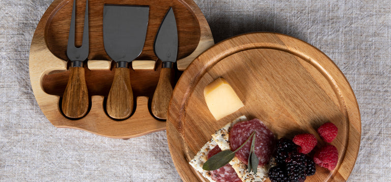 Acacia Brie Cheese Cutting Board & Tools Set