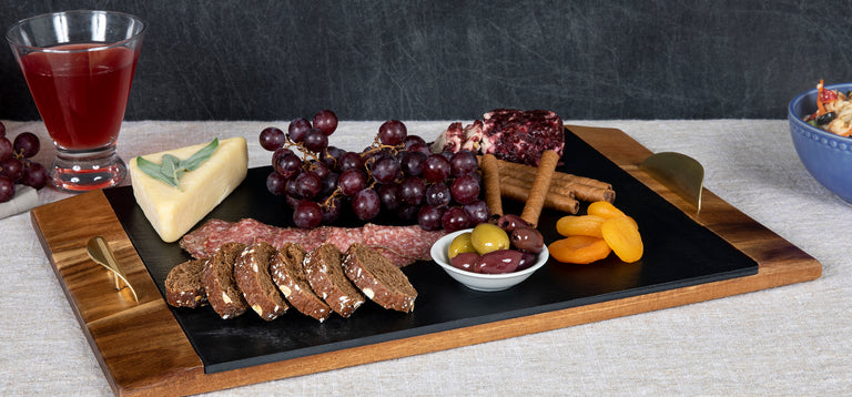 Covina - Acacia and Slate Serving Tray