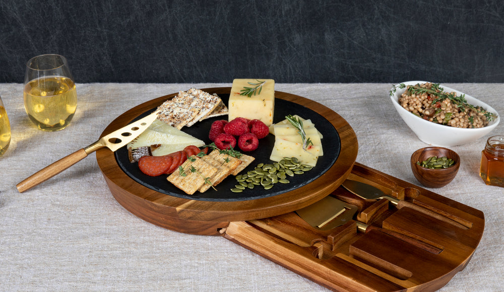 Insignia - Acacia and Slate Serving Board with Cheese Tools