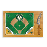 Oakland Athletics Baseball Diamond - Icon Glass Top Cutting Board & Knife Set-Picnic Time Family of Brands