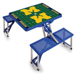 Michigan Wolverines Football Field - Picnic Table Portable Folding Table with Seats