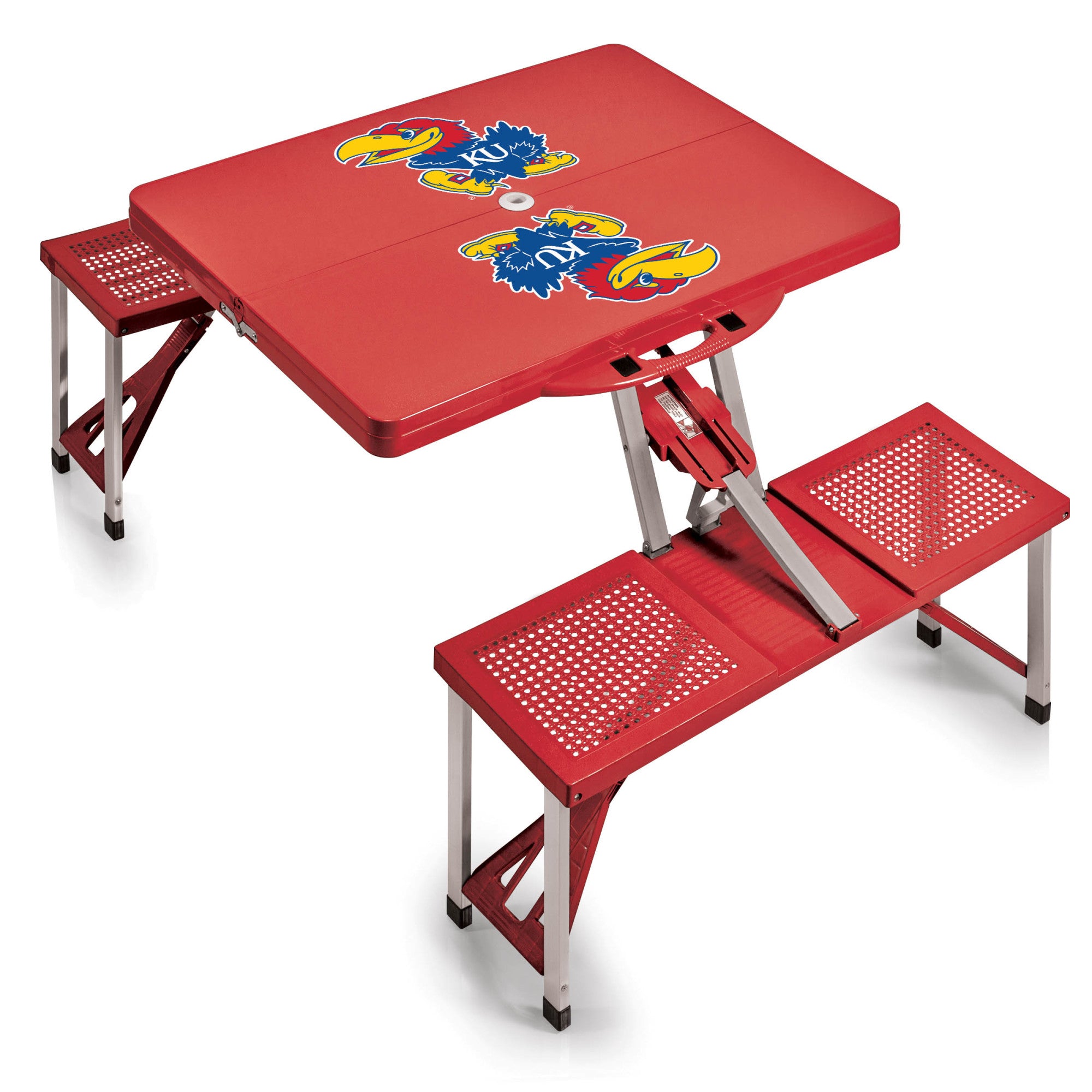 Kansas Jayhawks - Picnic Table Portable Folding Table with Seats