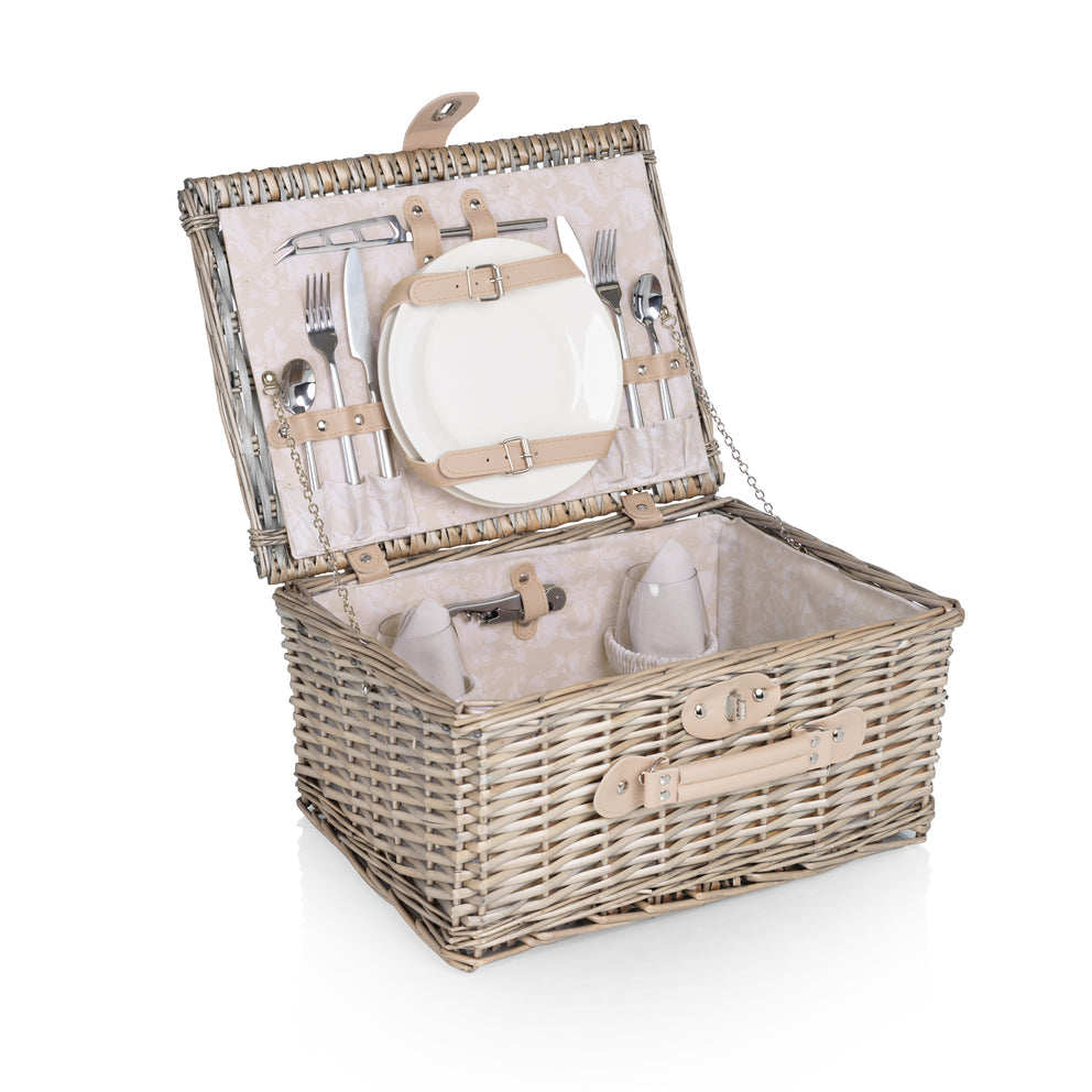 Picnic Basket Set for 2, Taupe Willow with Cream Accents-Picnic Time Family of Brands
