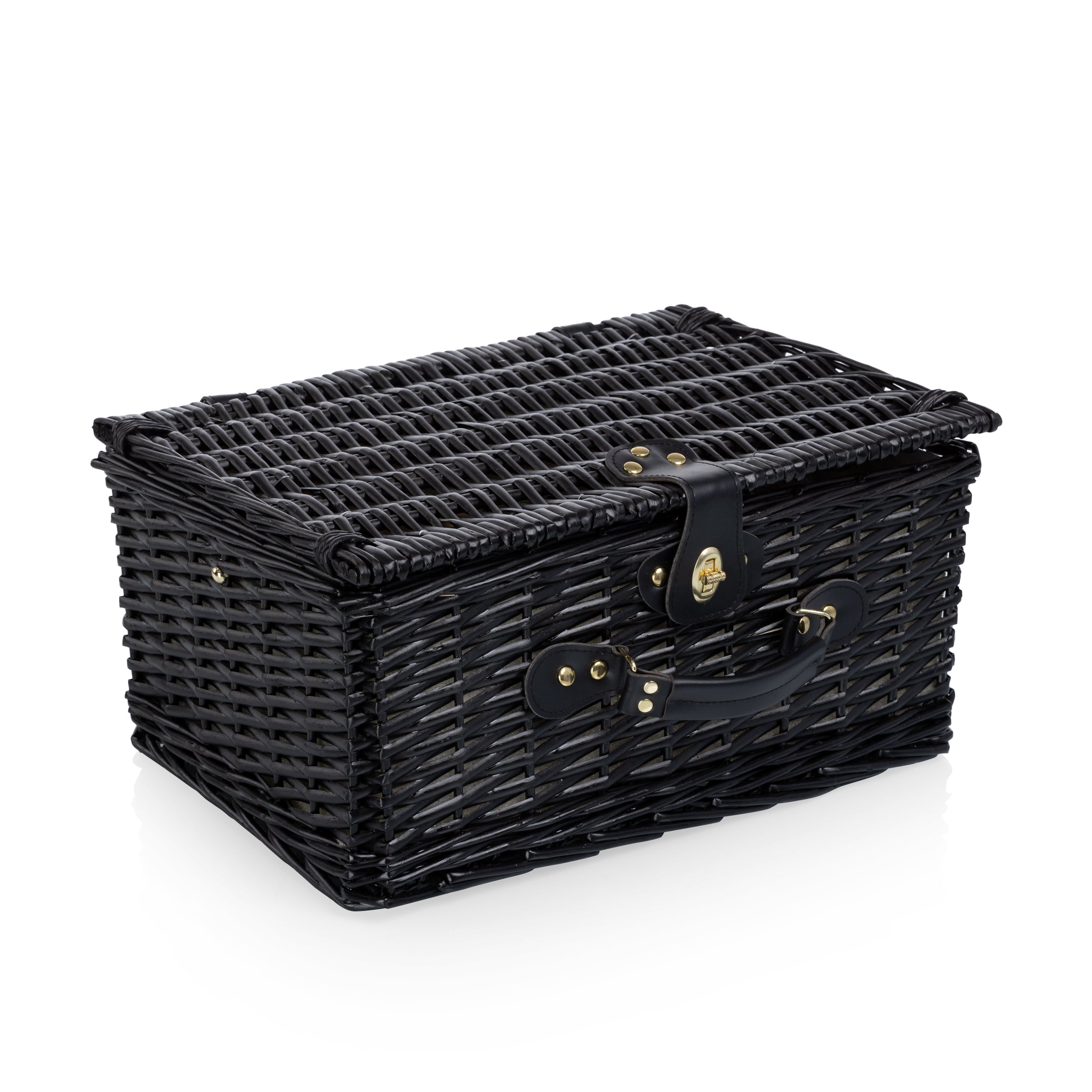 Picnic Basket Set for 2, Black Willow with Beige Accents-Picnic Time Family of Brands