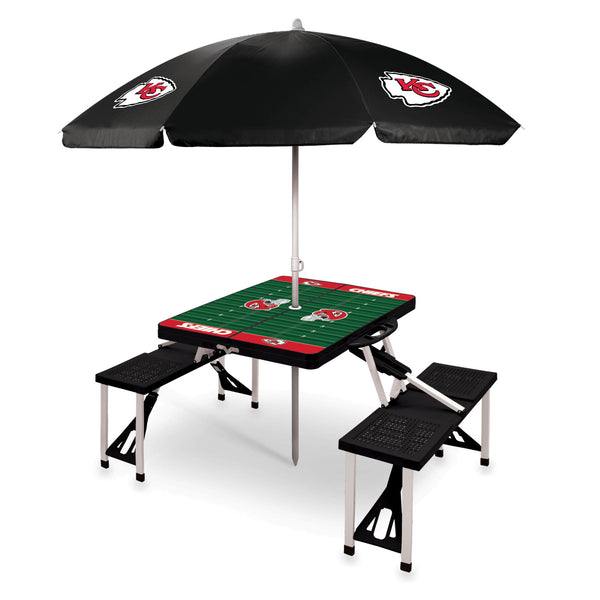Kansas City Chiefs - Picnic Table Portable Folding Table with Seats and Umbrella