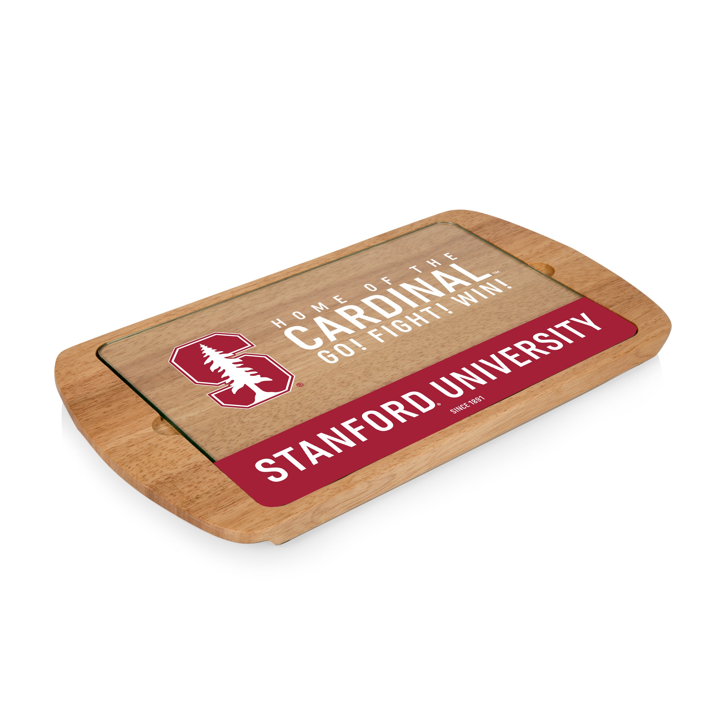 Stanford Cardinal - Billboard Glass Top Serving Tray-Picnic Time Family of Brands