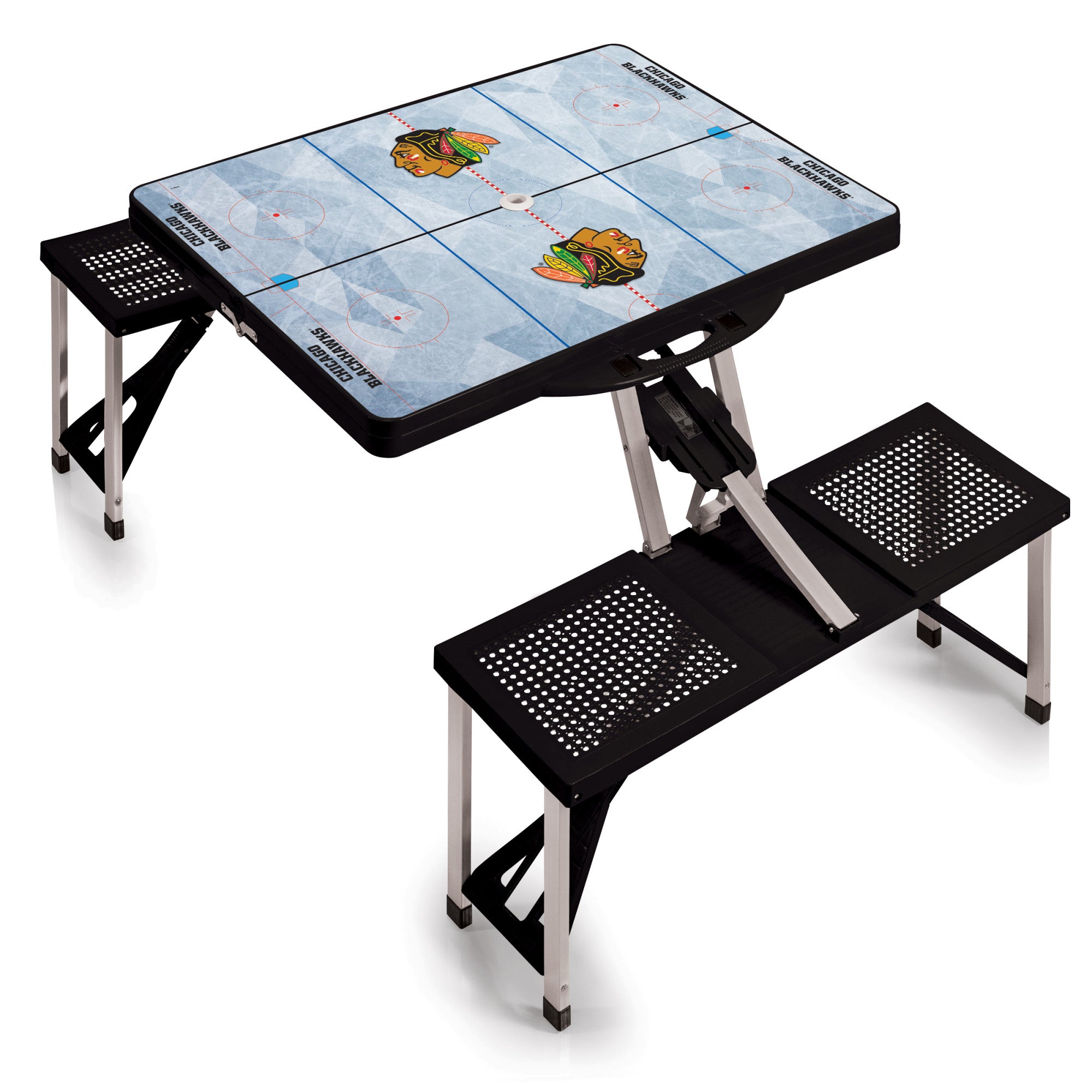Chicago Blackhawks Hockey Rink - Picnic Table Portable Folding Table with Seats