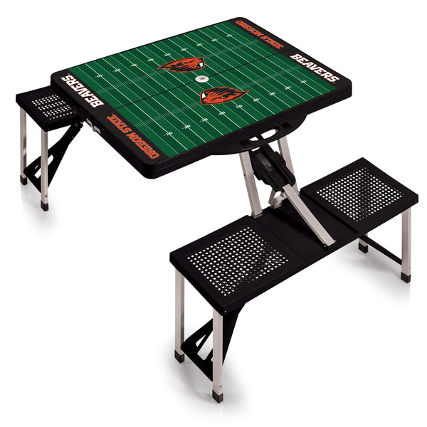 Oregon State Beavers Football Field - Picnic Table Portable Folding Table with Seats-Picnic Time Family of Brands