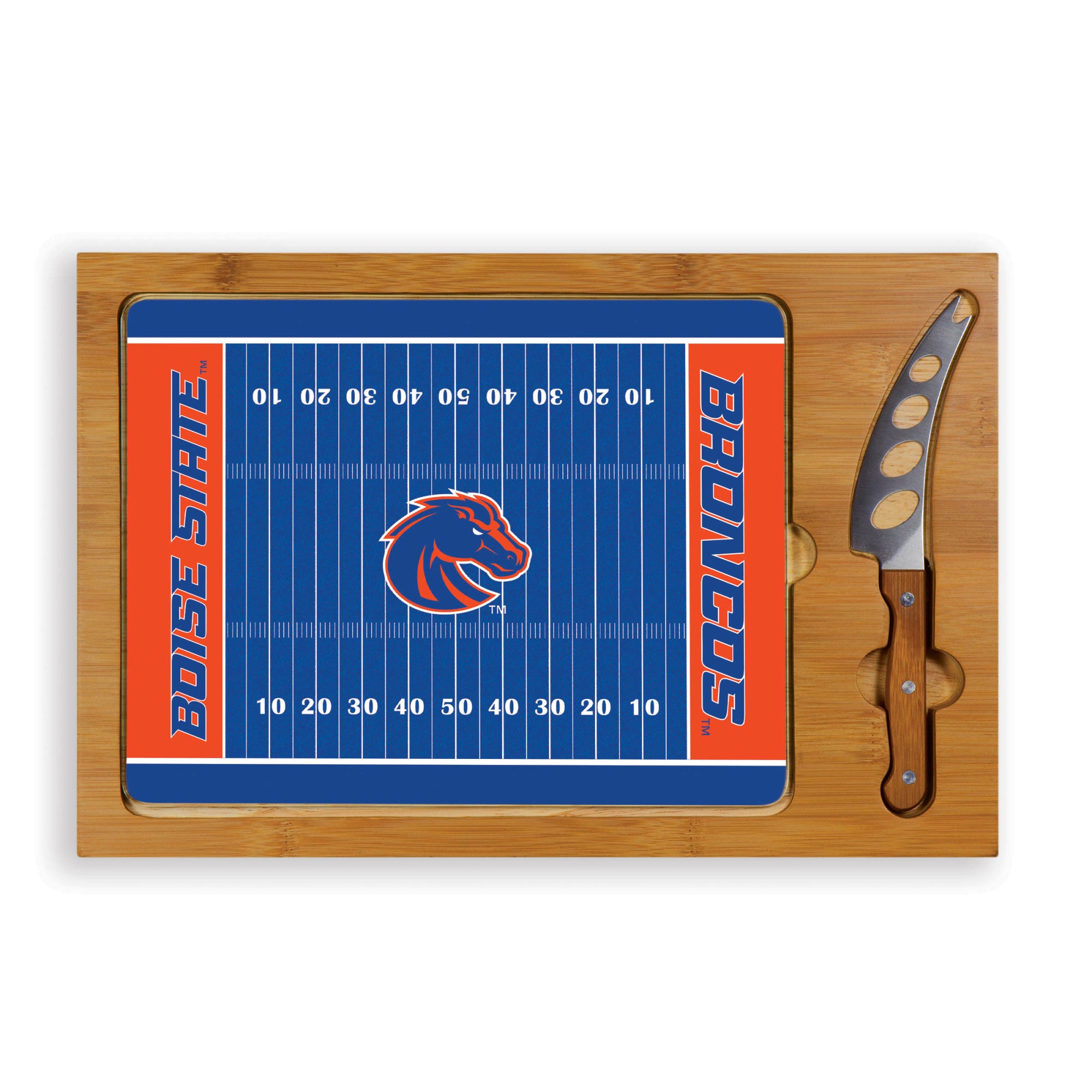 Boise State Broncos Football Field - Icon Glass Top Cutting Board & Knife Set