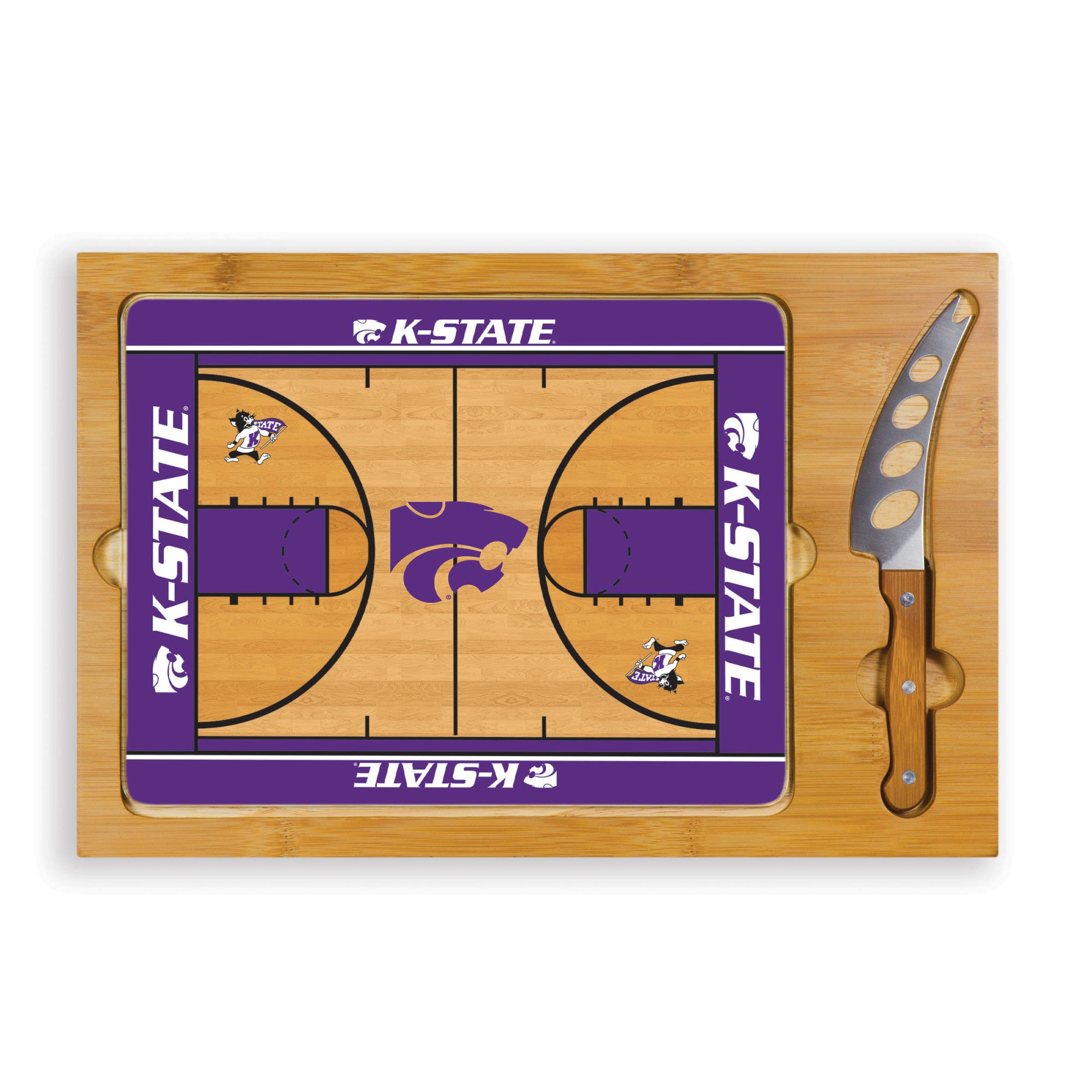 Kansas State Wildcats - Icon Glass Top Cutting Board & Knife Set
