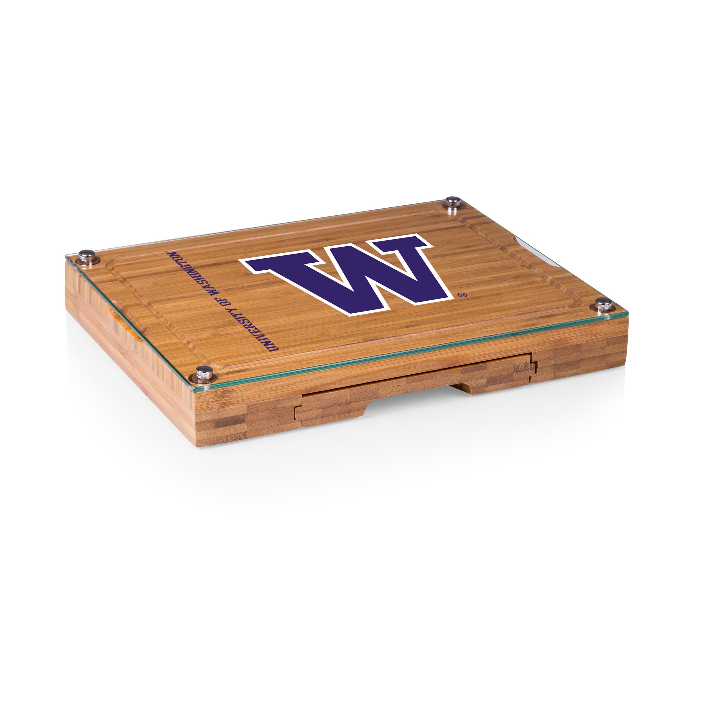 Washington Huskies - Concerto Glass Top Cheese Cutting Board & Tools Set-Picnic Time Family of Brands