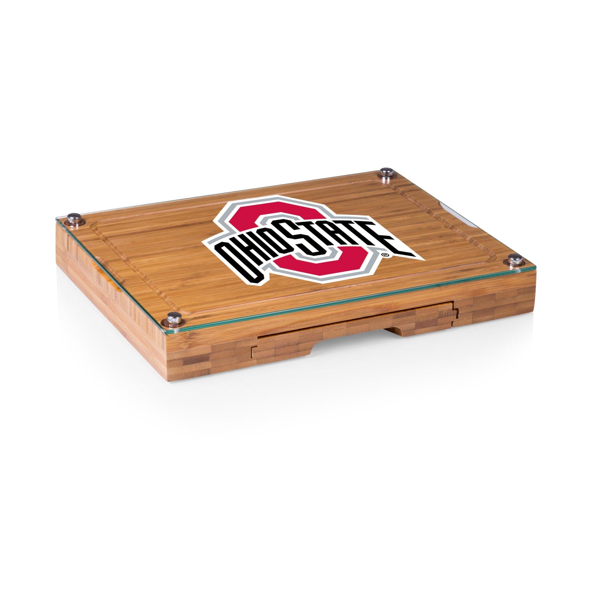 Ohio State Buckeyes - Concerto Glass Top Cheese Cutting Board & Tools Set