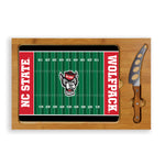 NC State Wolfpack Football Field - Icon Glass Top Cutting Board & Knife Set-Picnic Time Family of Brands