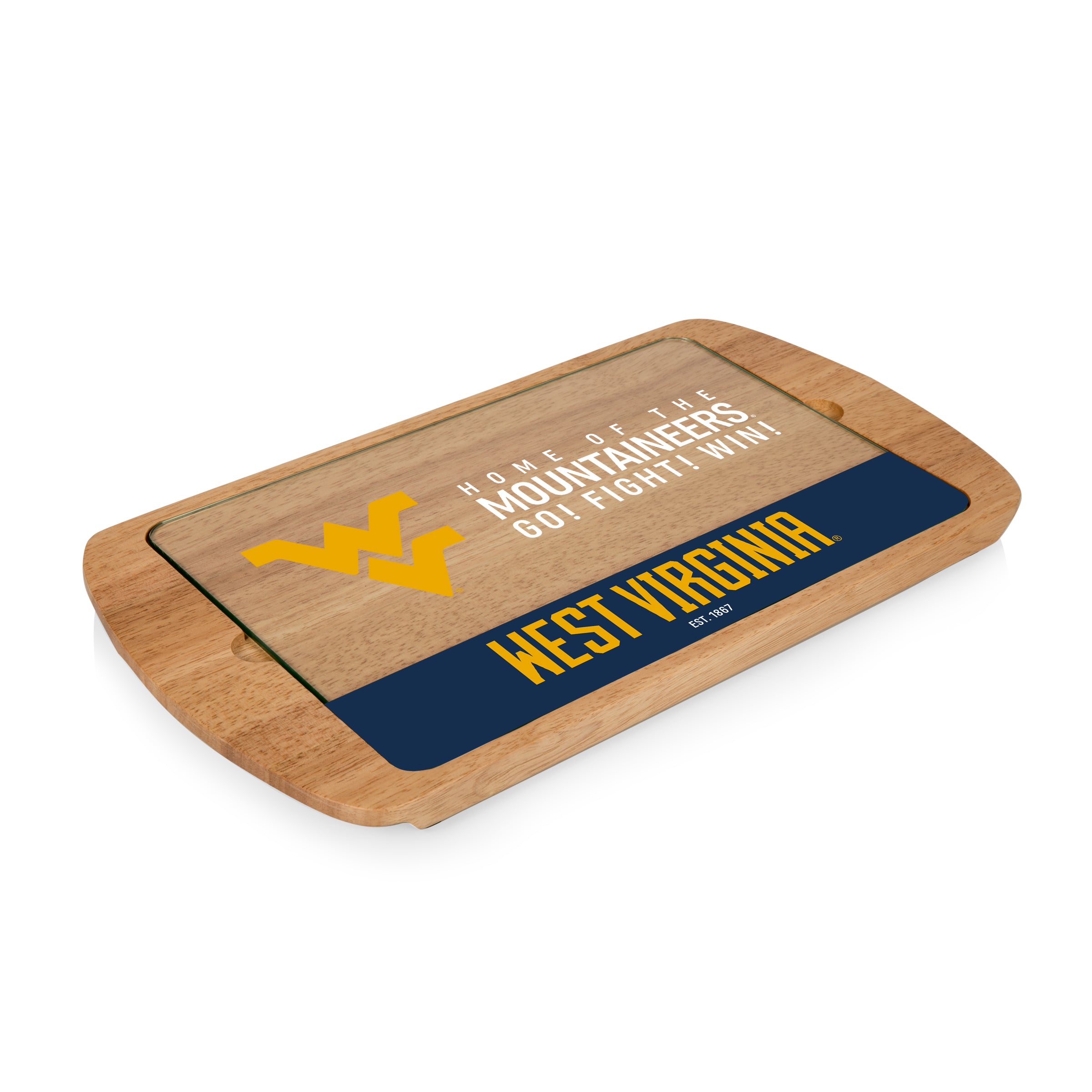 West Virginia Mountaineers - Billboard Glass Top Serving Tray
