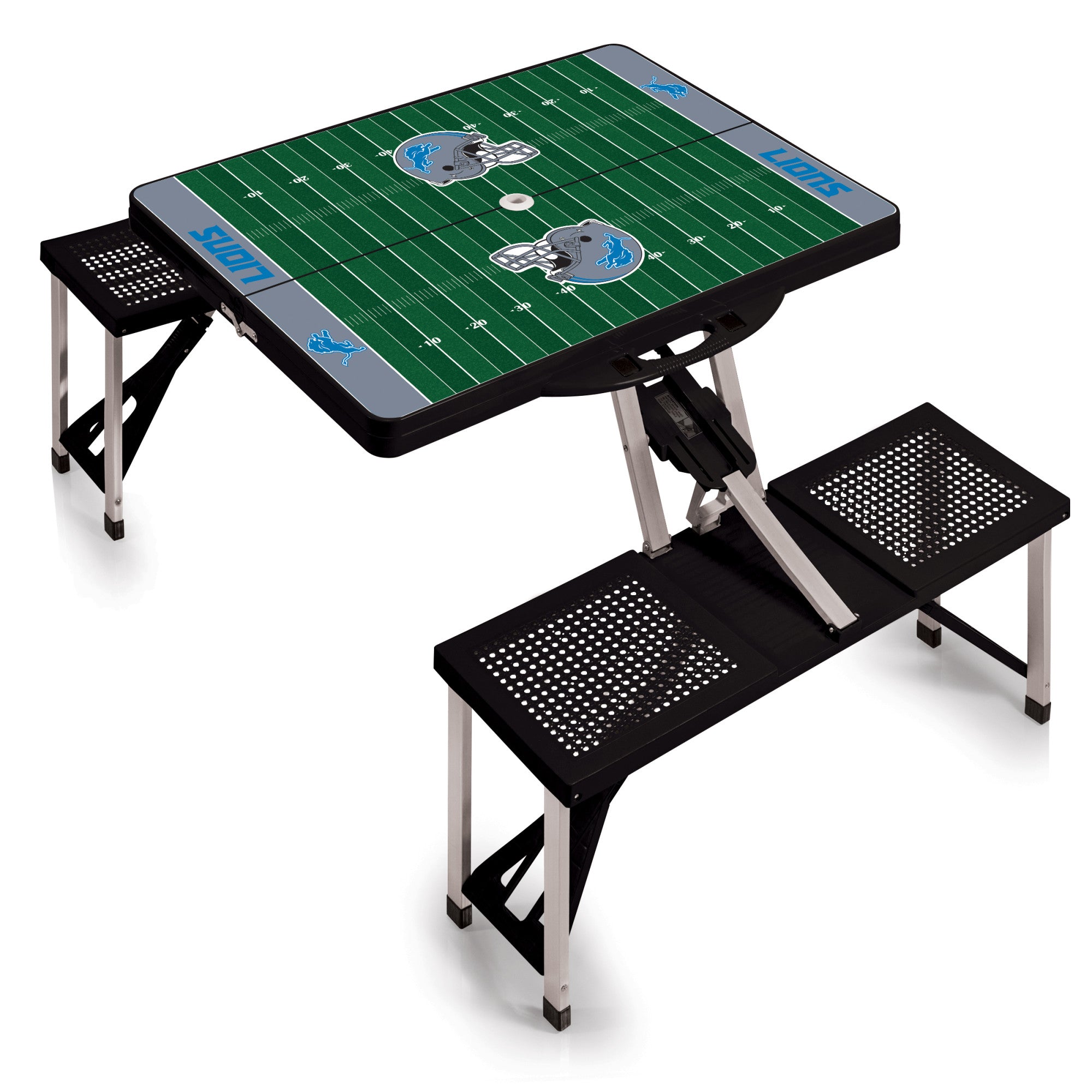 Detroit Lions Football Field - Picnic Table Portable Folding Table with Seats
