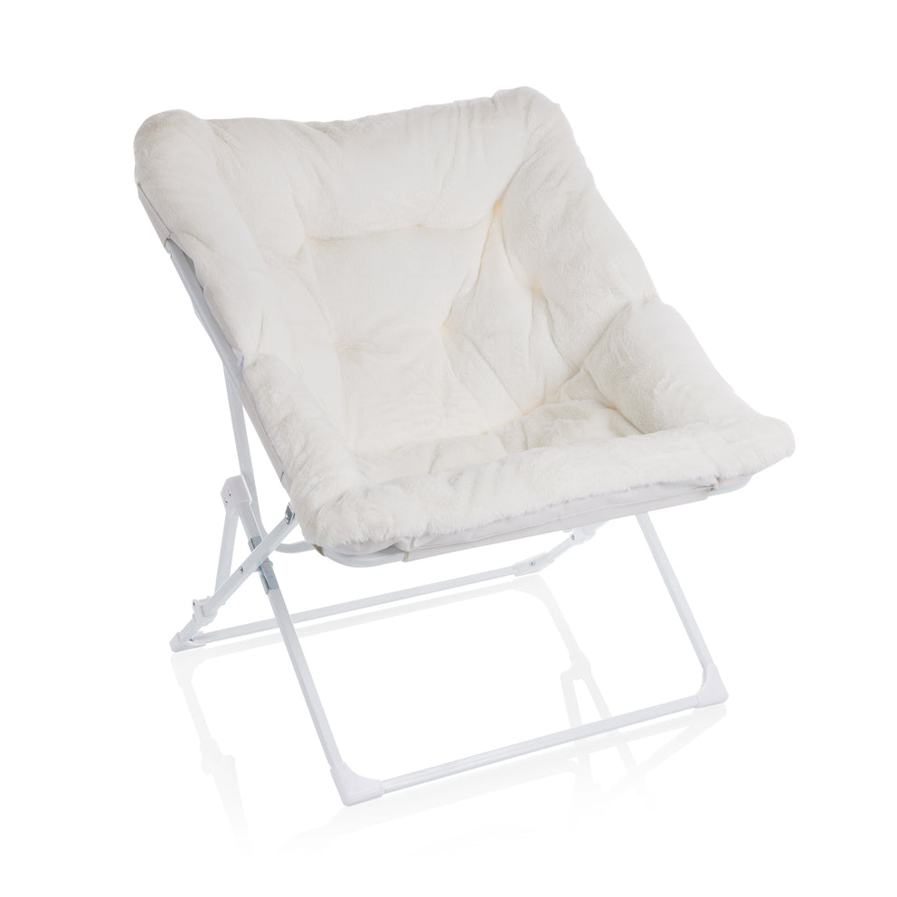 Mellow Dorm White Folding Plush Chair