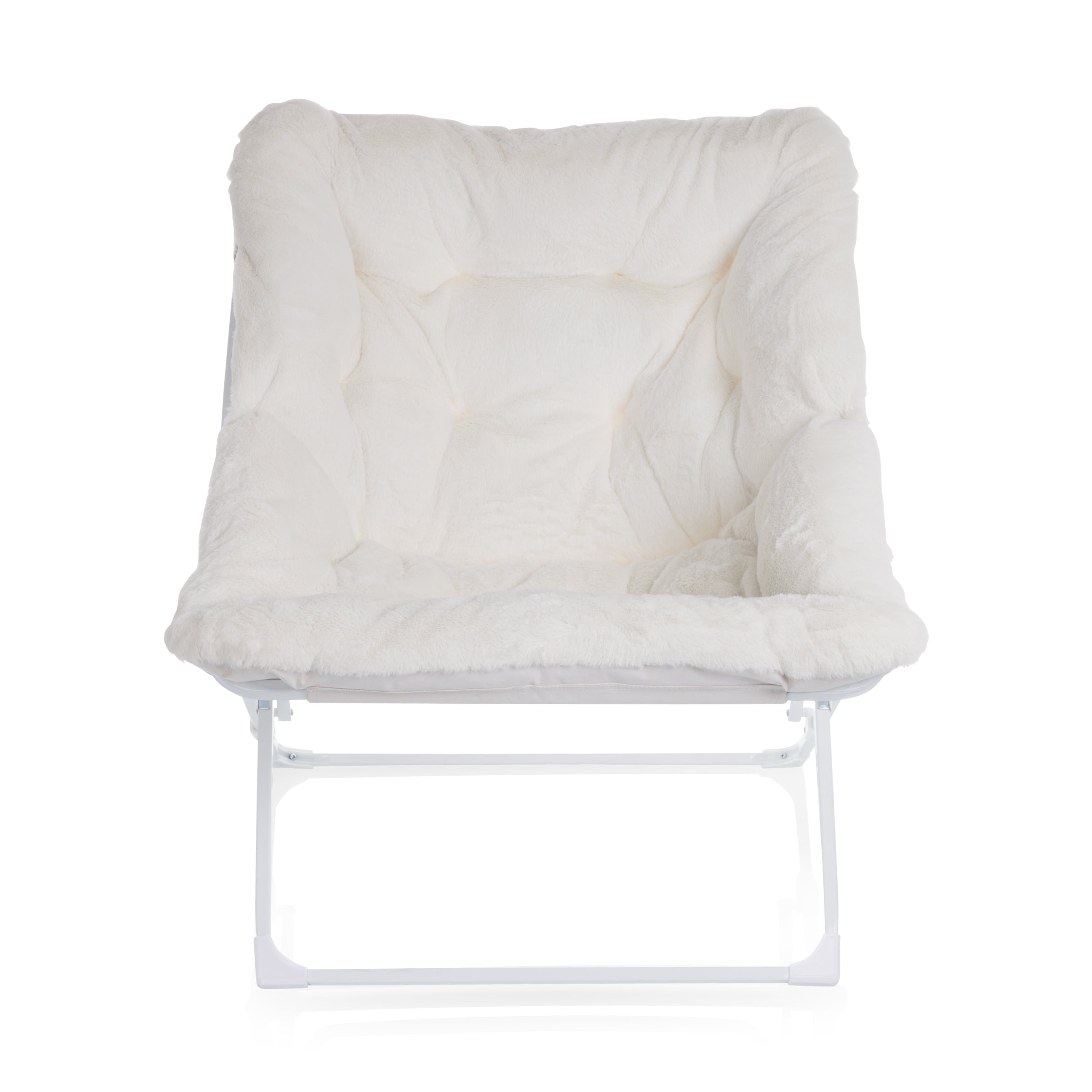 Mellow Dorm White Folding Plush Chair