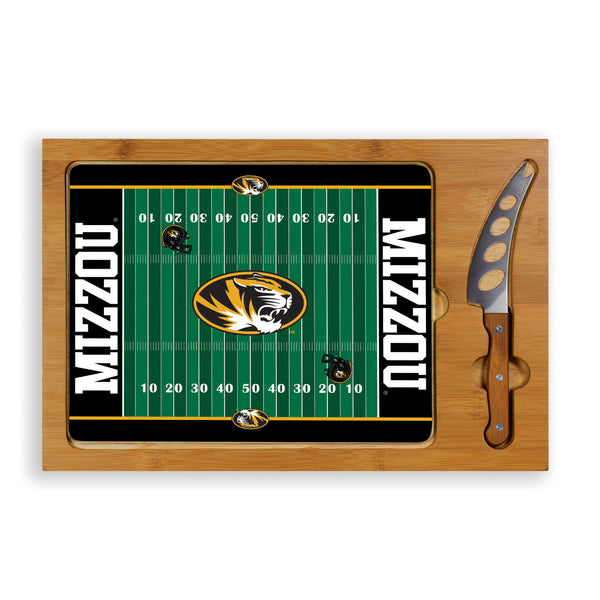 Mizzou Tigers Football Field - Icon Glass Top Cutting Board & Knife Set