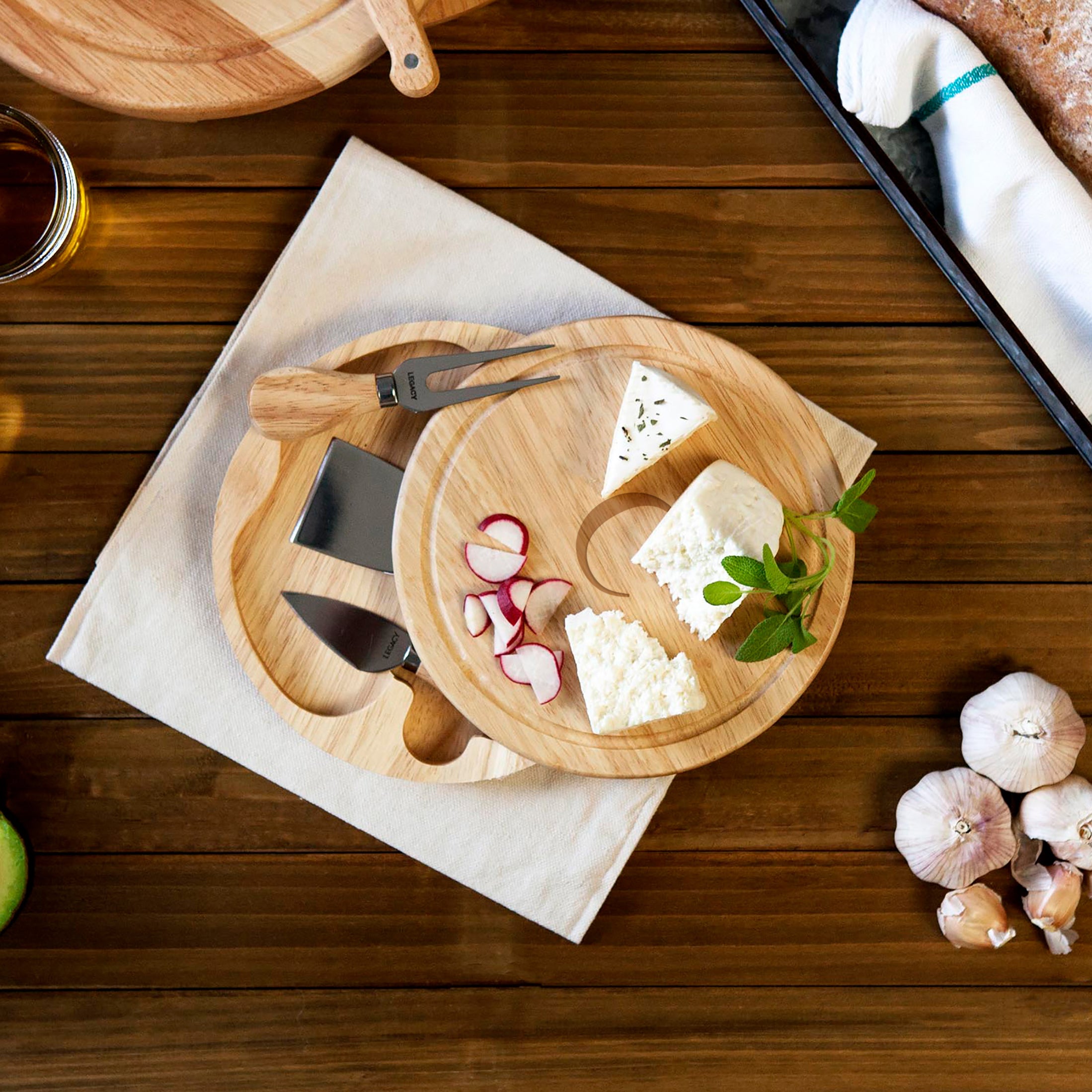 Monogram - Parawood Brie Cheese Cutting Board & Tools Set