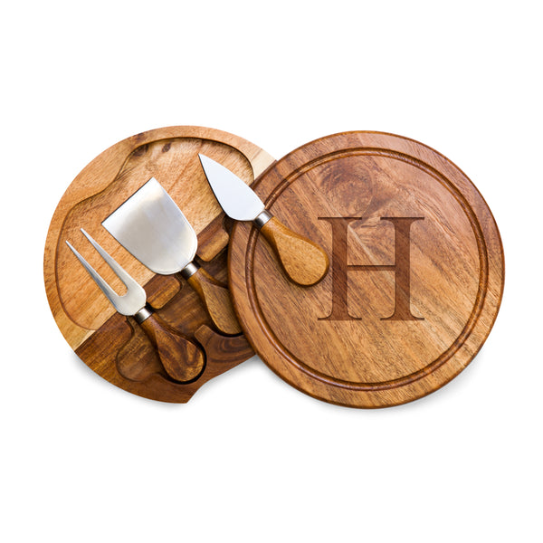 Monogram - Acacia Brie Cheese Cutting Board & Tools Set