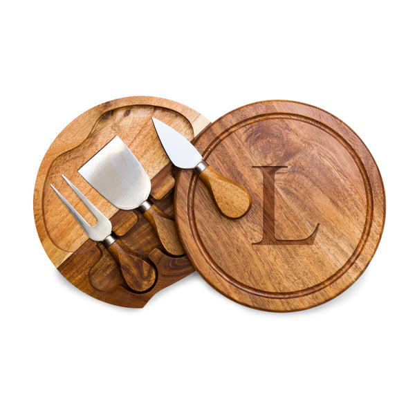 Monogram - Acacia Brie Cheese Cutting Board & Tools Set