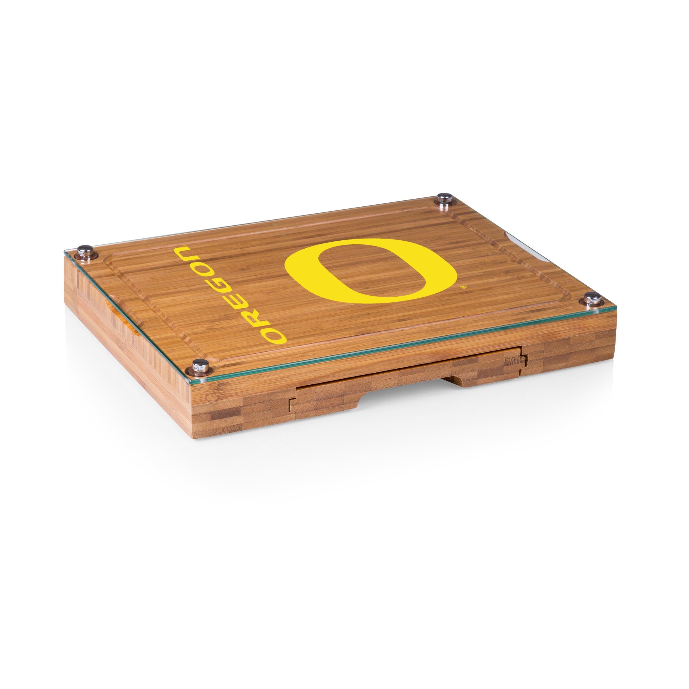 Oregon Ducks - Concerto Glass Top Cheese Cutting Board & Tools Set-Picnic Time Family of Brands