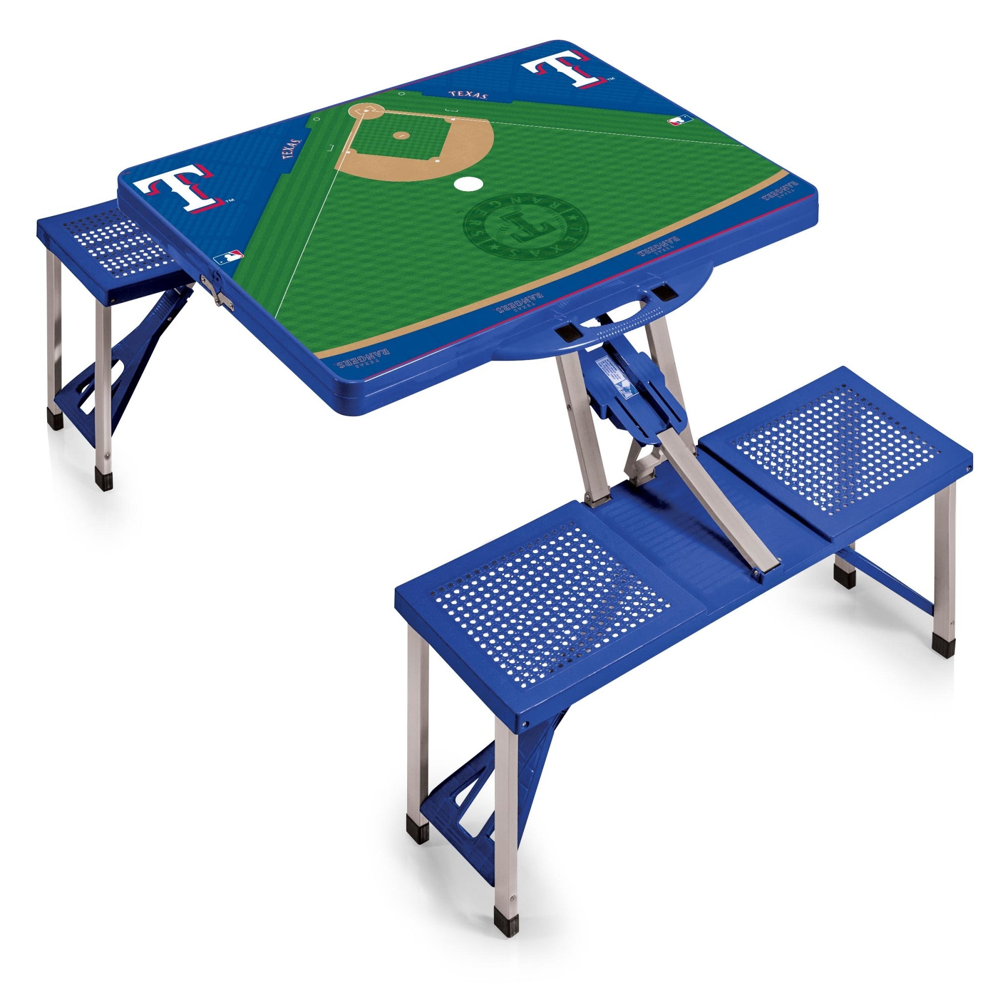 Texas Rangers Baseball Diamond - Picnic Table Portable Folding Table with Seats