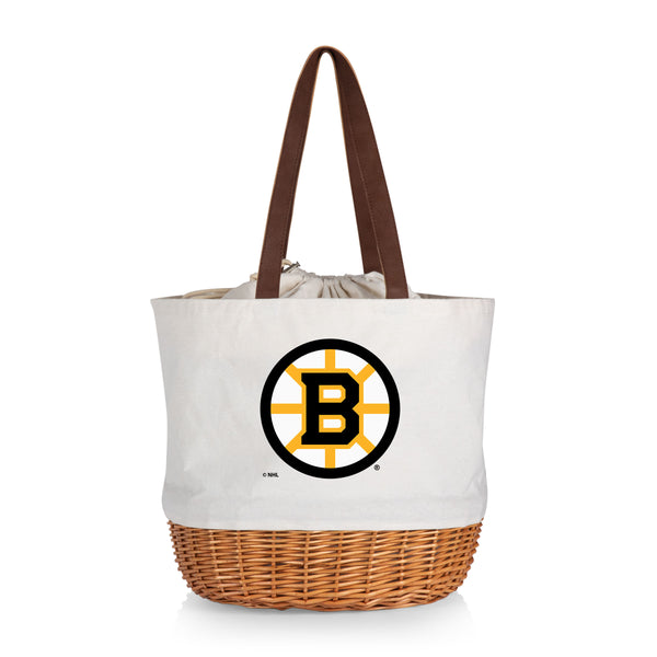 Boston Bruins - Coronado Canvas and Willow Basket Tote-Picnic Time Family of Brands