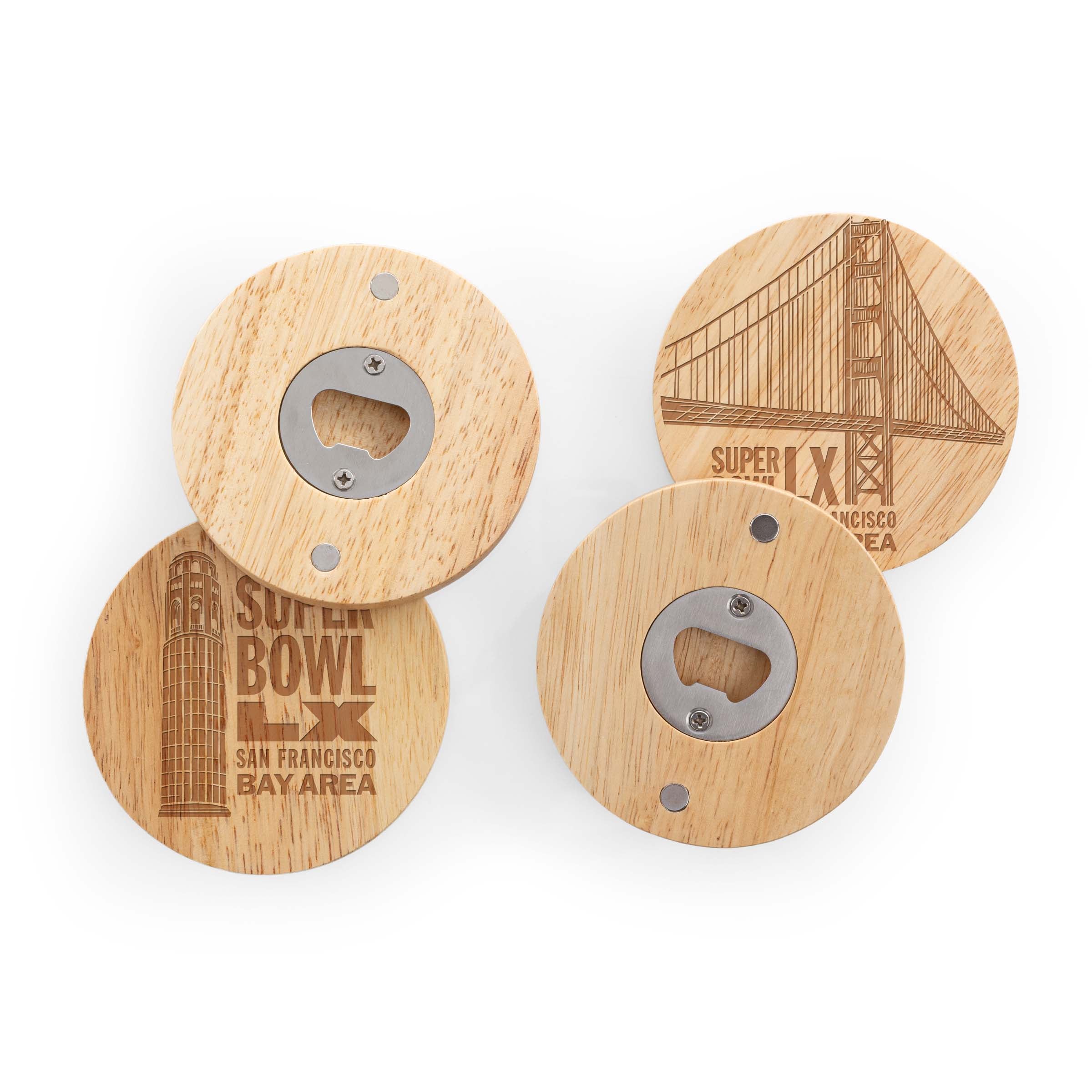 Super Bowl LX - Coasters with Bottle Openers Set of 4
