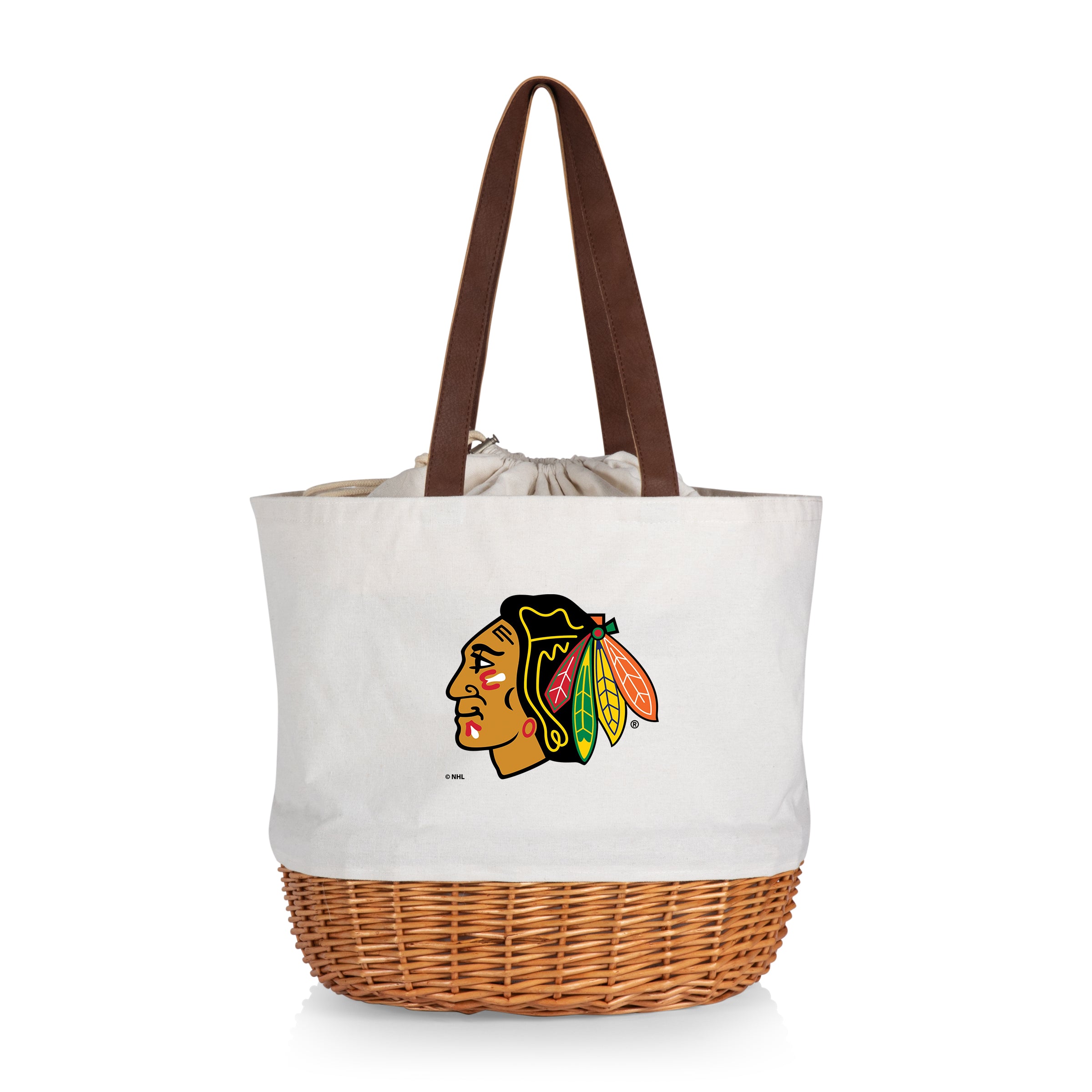 Chicago Blackhawks - Coronado Canvas and Willow Basket Tote-Picnic Time Family of Brands