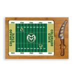 Colorado State Rams Football Field - Icon Glass Top Cutting Board & Knife Set