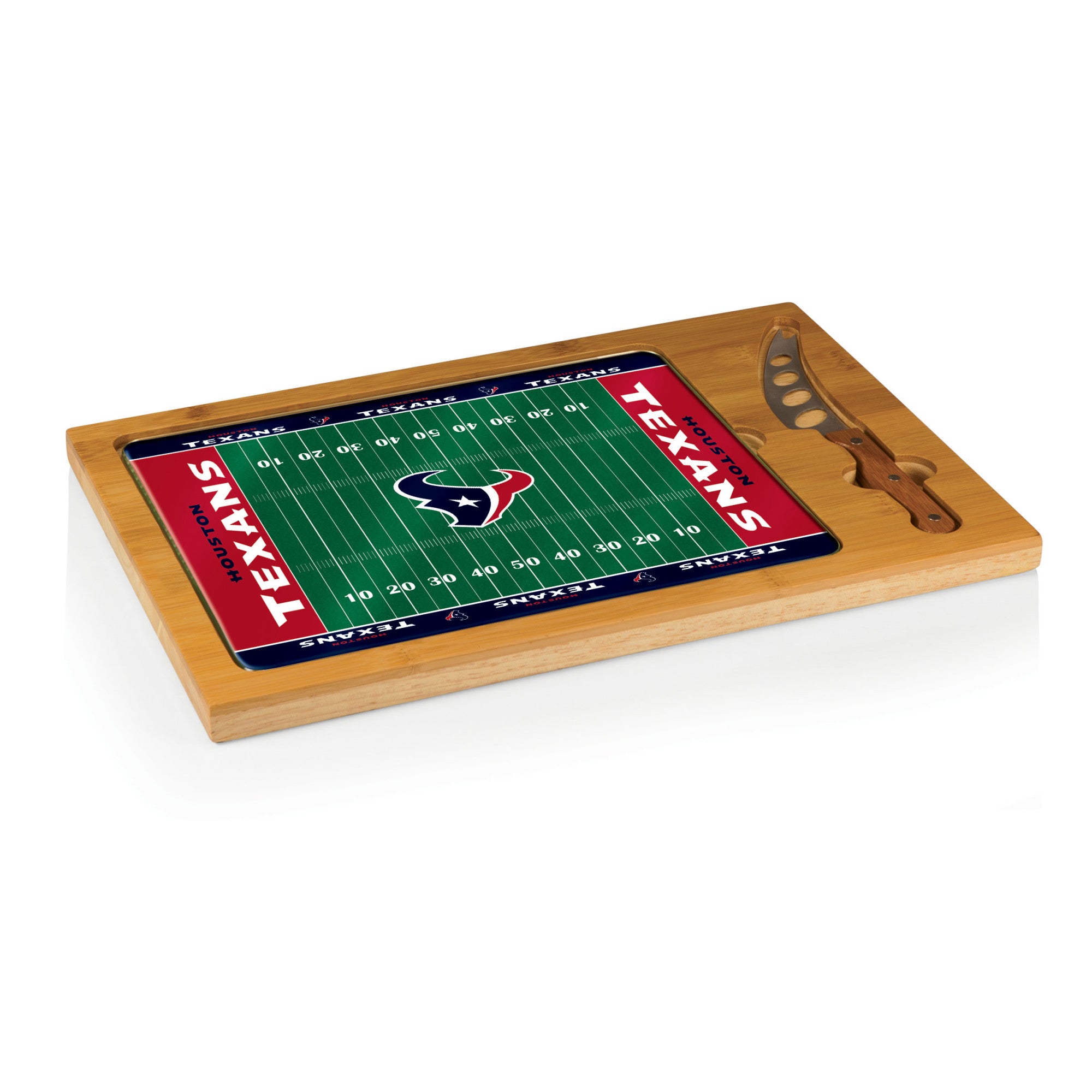 Houston Texans Football Field - Icon Glass Top Cutting Board & Knife Set