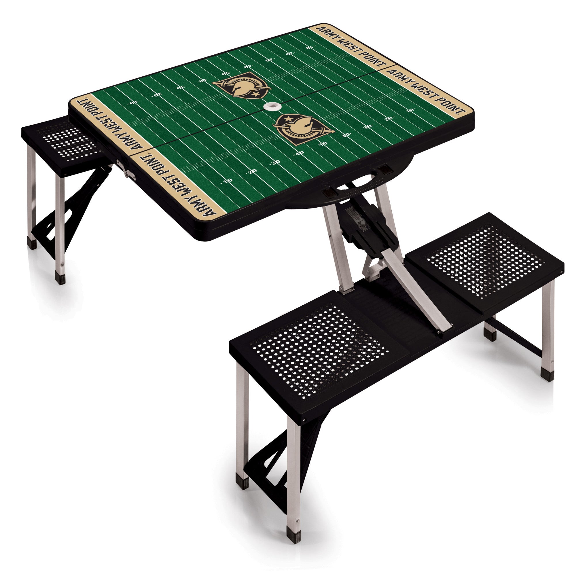 Army Black Knights Football Field - Picnic Table Portable Folding Table with Seats