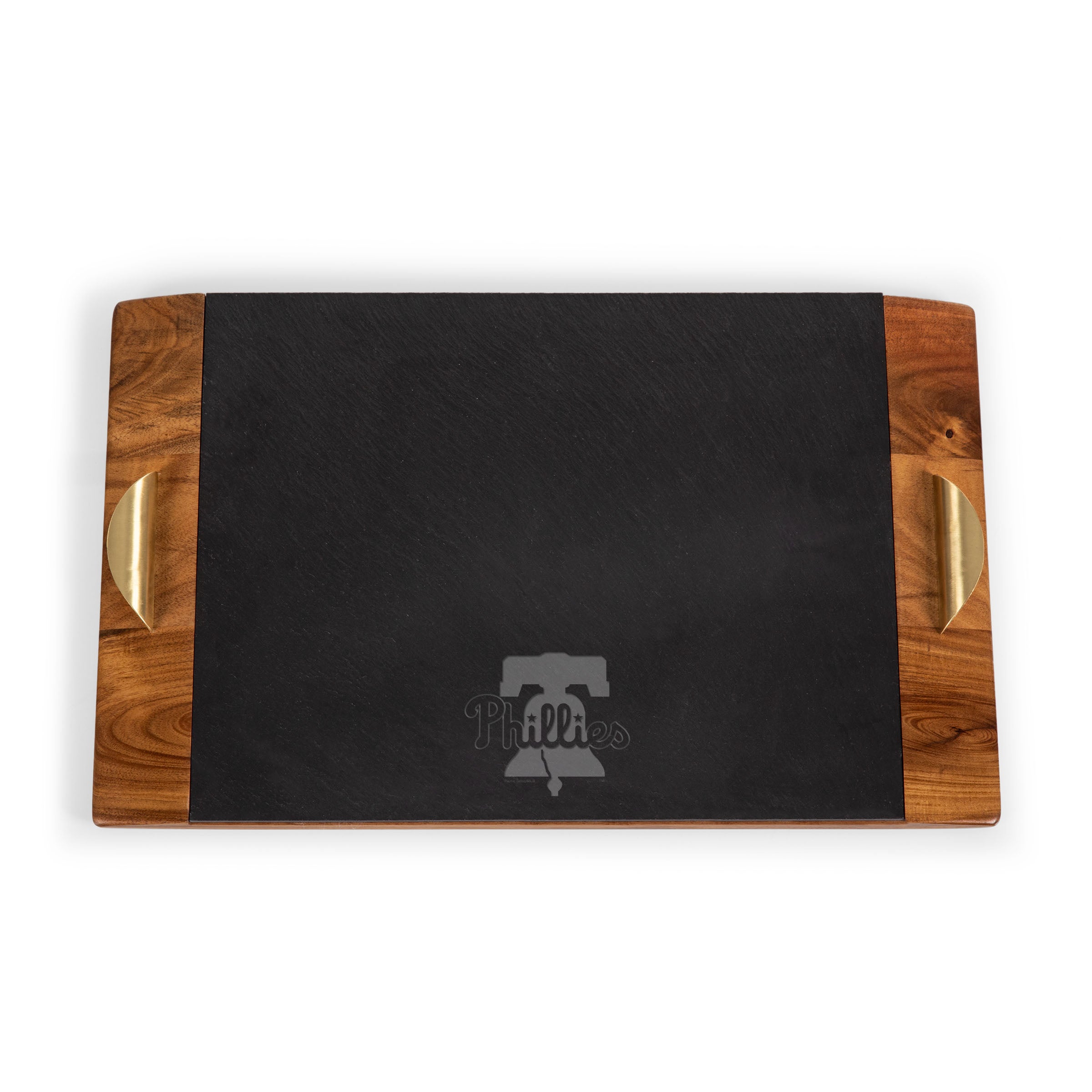 Acacia Wood & Slate Black with Gold Accents
