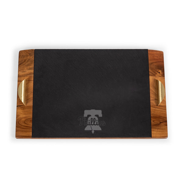 Acacia Wood & Slate Black with Gold Accents