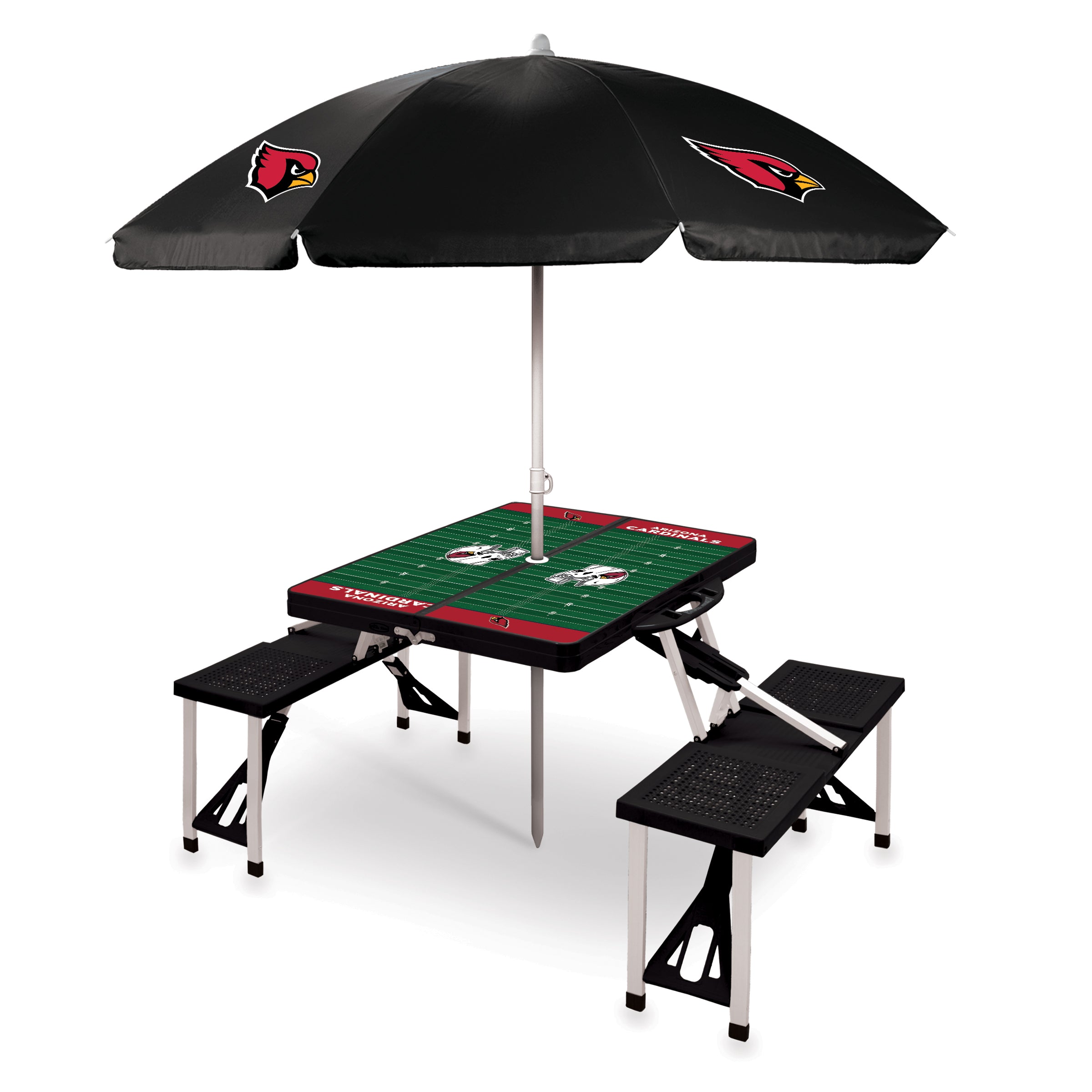Arizona Cardinals - Picnic Table Portable Folding Table with Seats and Umbrella-Picnic Time Family of Brands