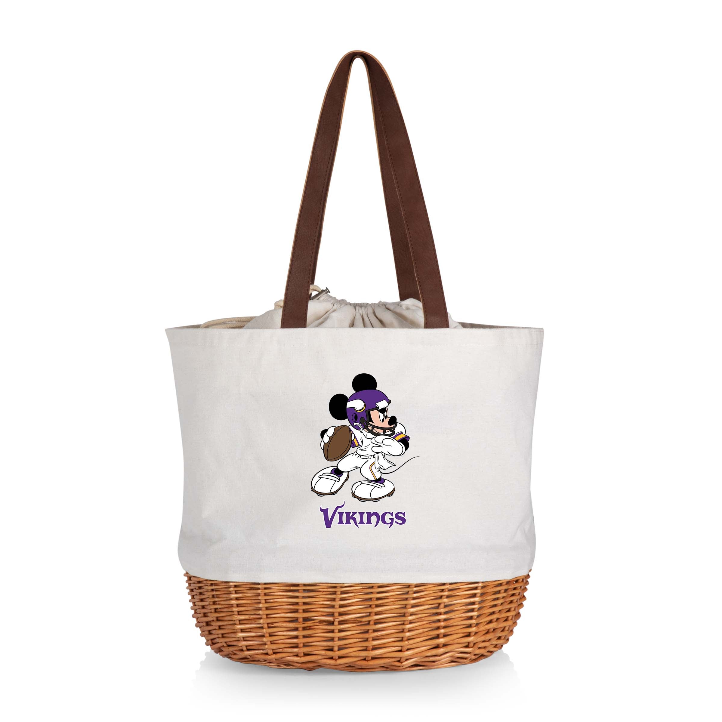 Minnesota Vikings Mickey Mouse - Coronado Canvas and Willow Basket Tote