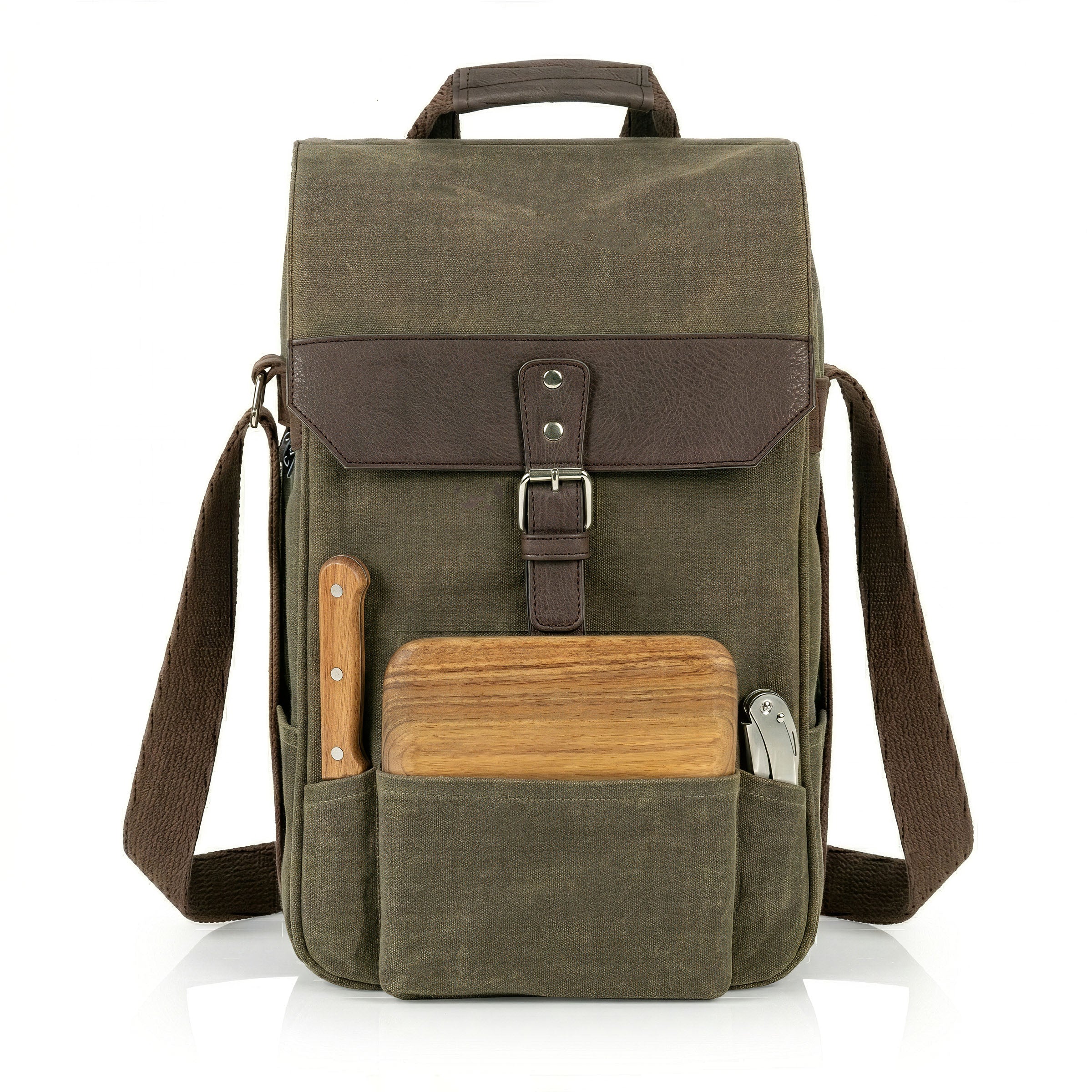 Khaki Green with Brown Accents