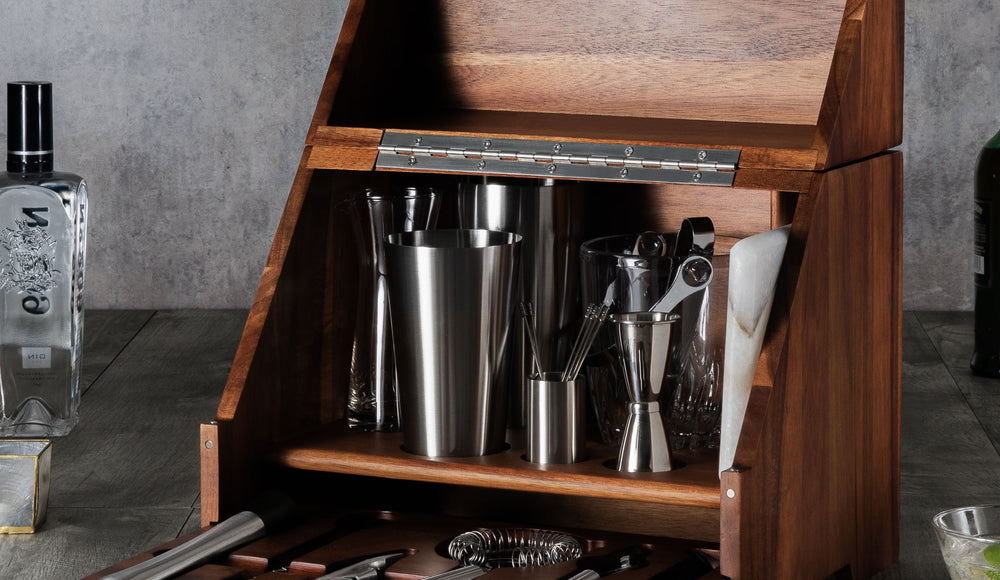Madison Acacia Tabletop Bar Set-Picnic Time Family of Brands