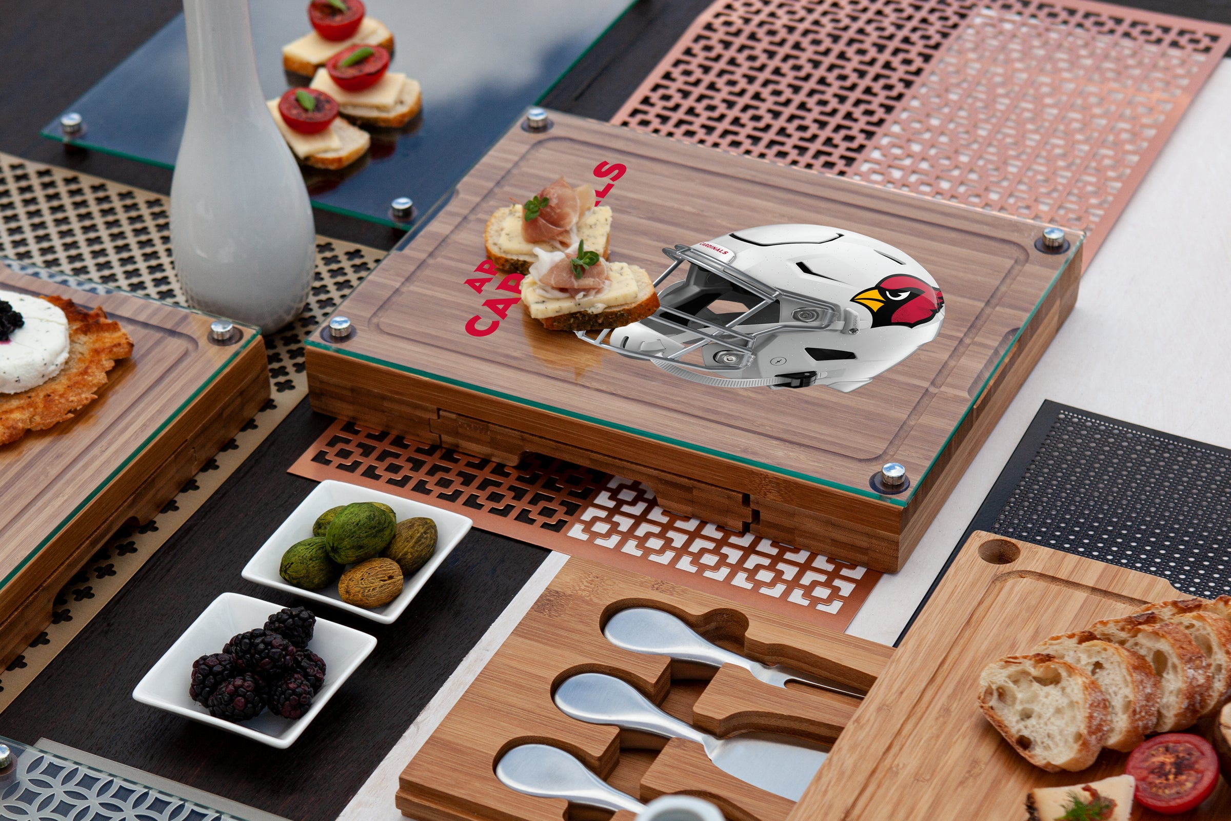 Arizona Cardinals - Concerto Glass Top Cheese Cutting Board & Tools Set-Picnic Time Family of Brands