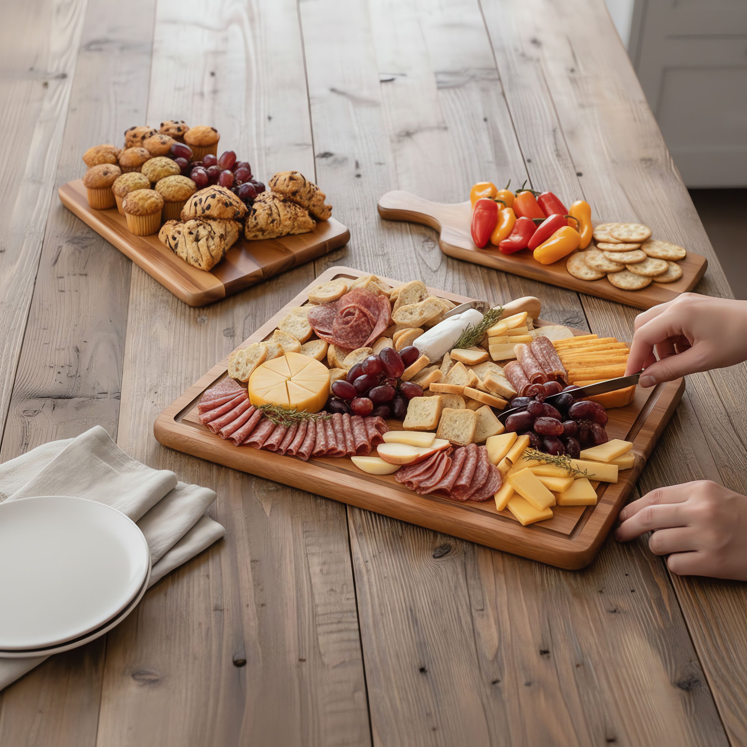 3-Piece Acacia Wood Charcuterie Board Set-Picnic Time Family of Brands