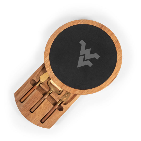 West Virginia Mountaineers - Insignia Acacia and Slate Serving Board with Cheese Tools