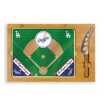 Los Angeles Dodgers Baseball Diamond - Icon Glass Top Cutting Board & Knife Set