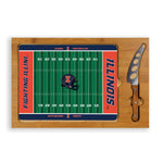 Illinois Fighting Illini Football Field - Icon Glass Top Cutting Board & Knife Set