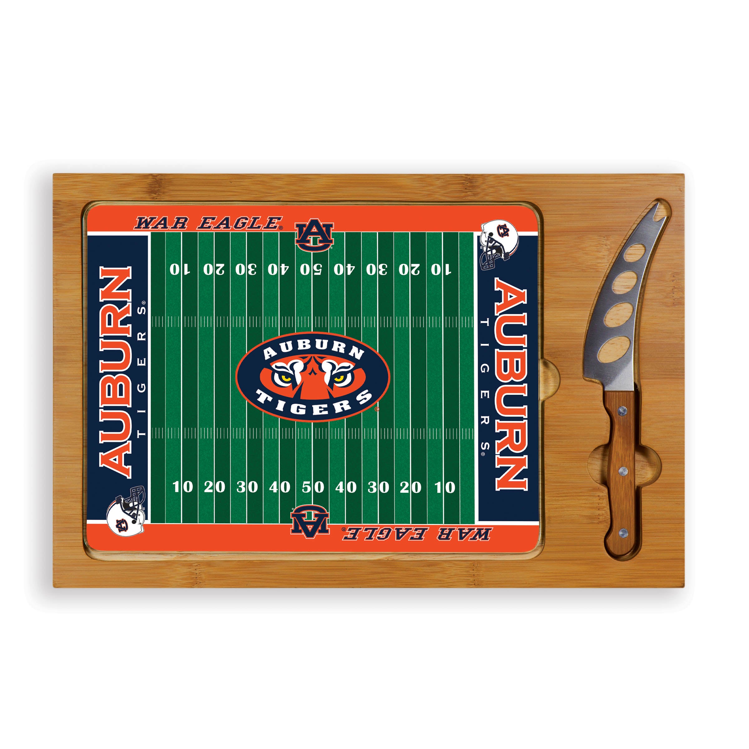 Auburn Tigers Football Field - Icon Glass Top Cutting Board & Knife Set-Picnic Time Family of Brands